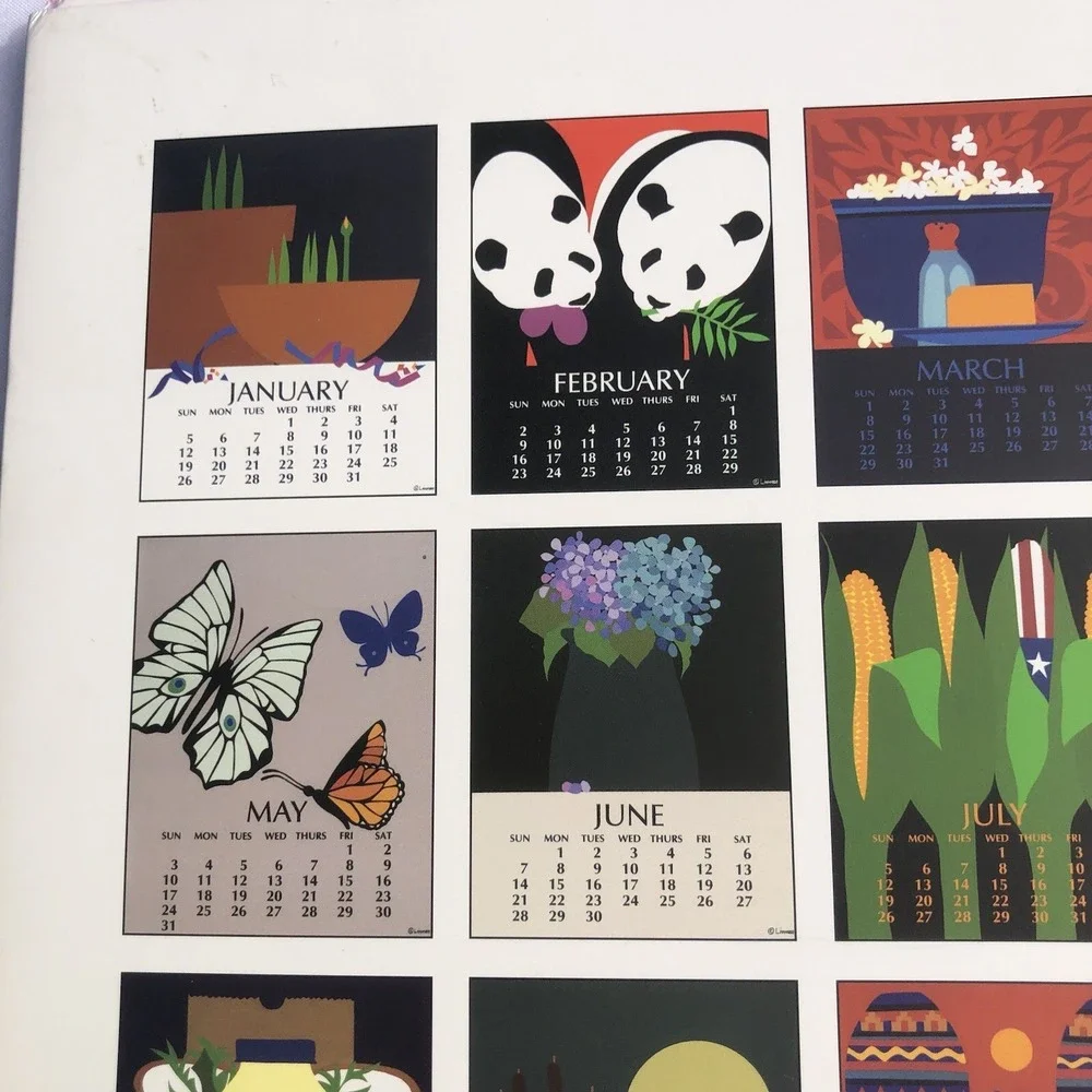 LINNEA POSTER CALENDAR for year 1992 - Can Be Reused 2048 Complete Leap Year